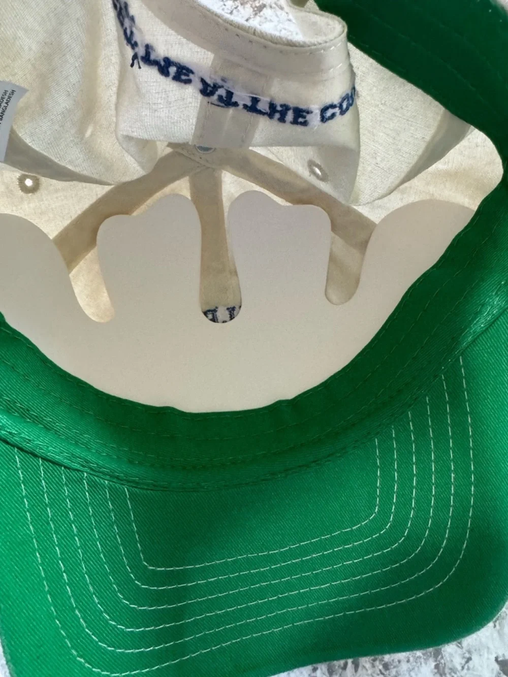Pickleball Varsity Embroidered Baseball Cap Almond Blue Green 100% Cotton